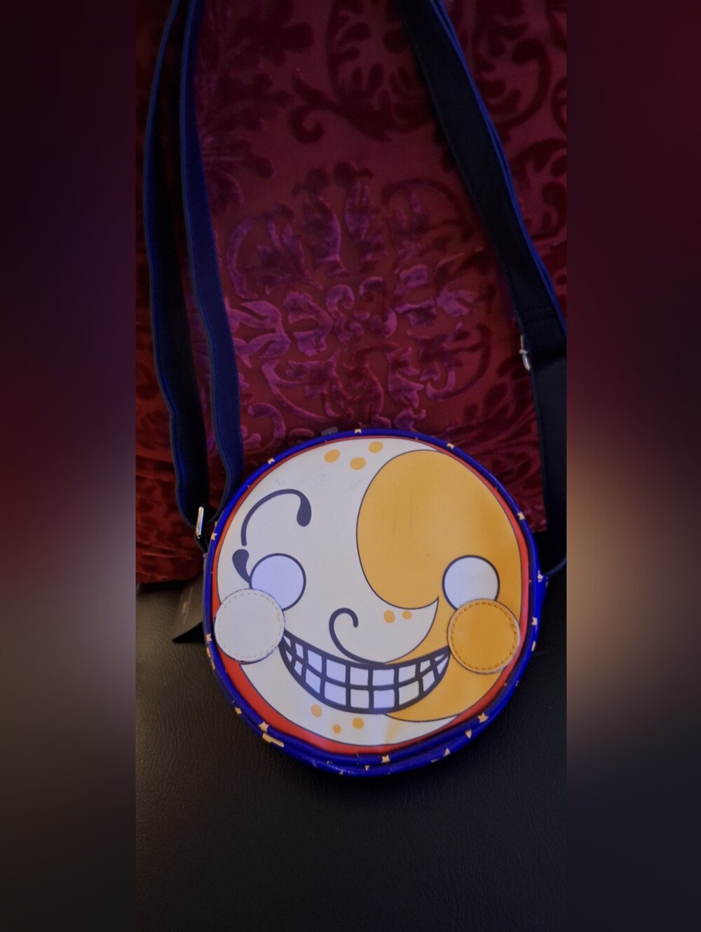 Round Yellow & White Graphic Crossbody Bag